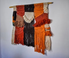 Textured macrame wall hanging, Spain, 1970s