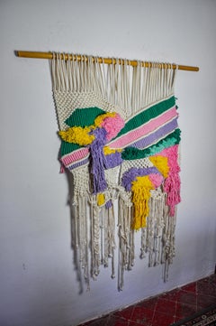 Textured macrame wall hanging, Spain, 1970s