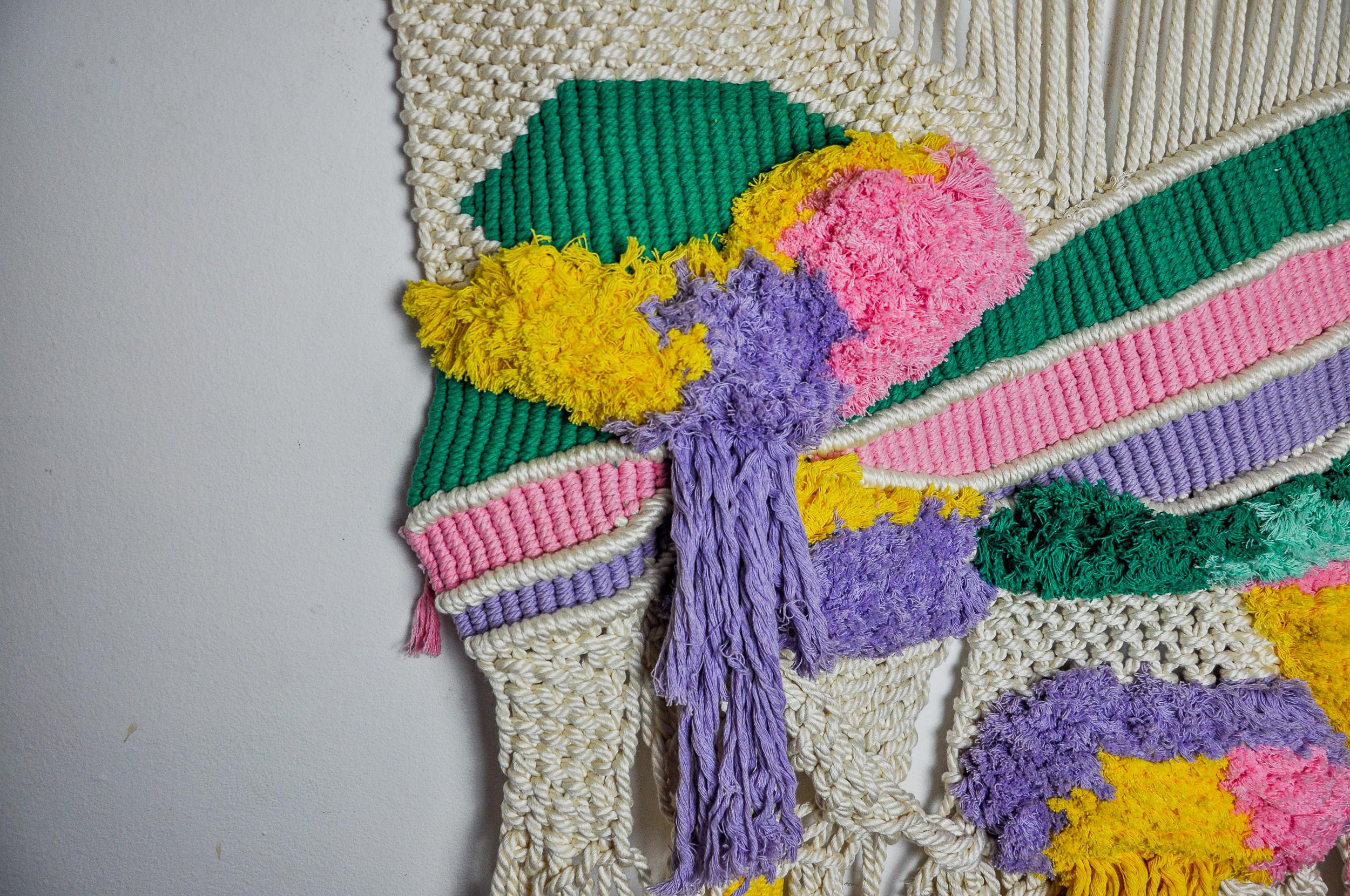 Wandbehang aus strukturiertem Macrame, Spanien, 1970er Jahre (Hollywood Regency) im Angebot