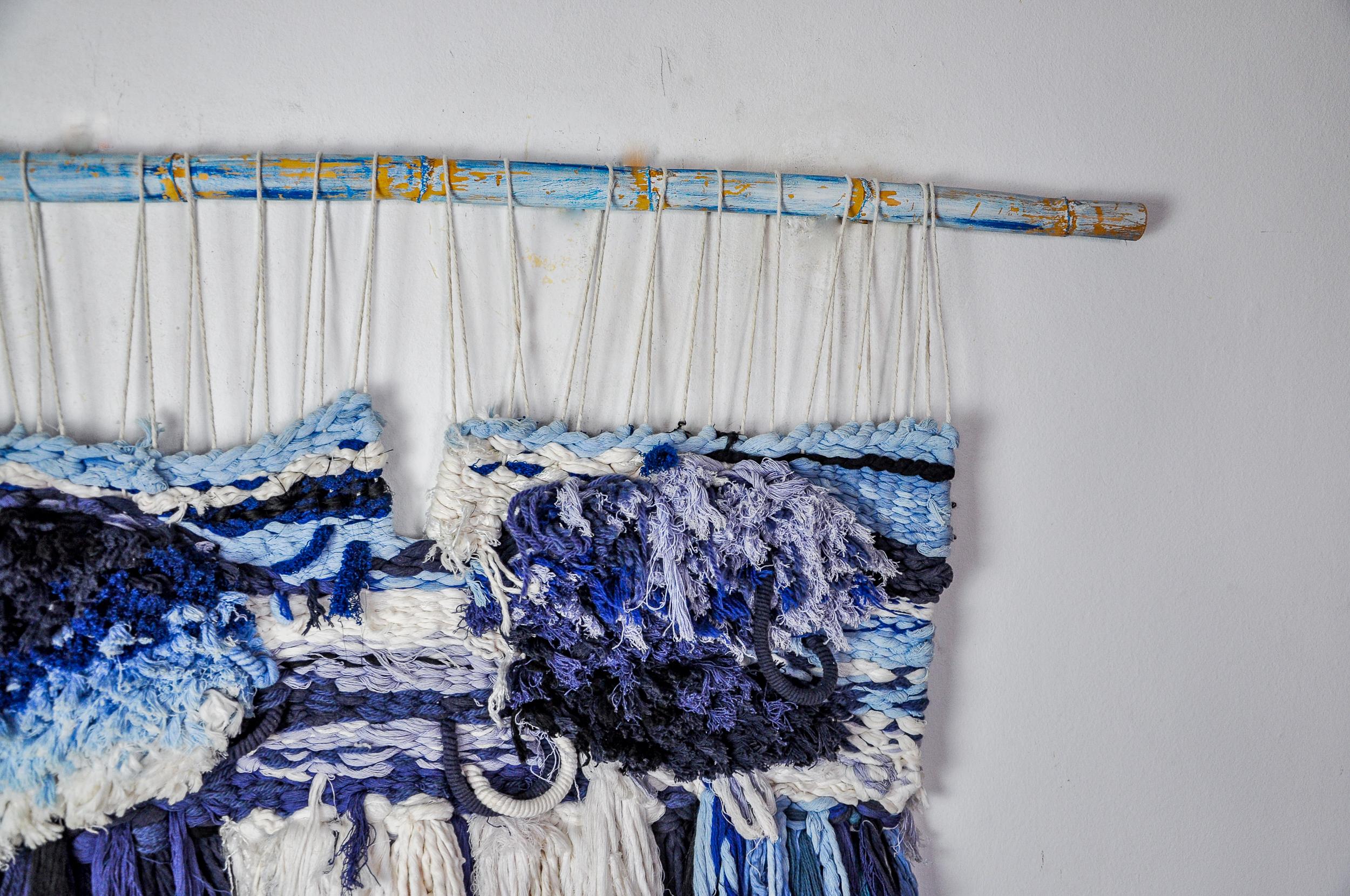 Wandbehang aus strukturiertem Macrame, Spanien, 1970er Jahre (Spanisch) im Angebot