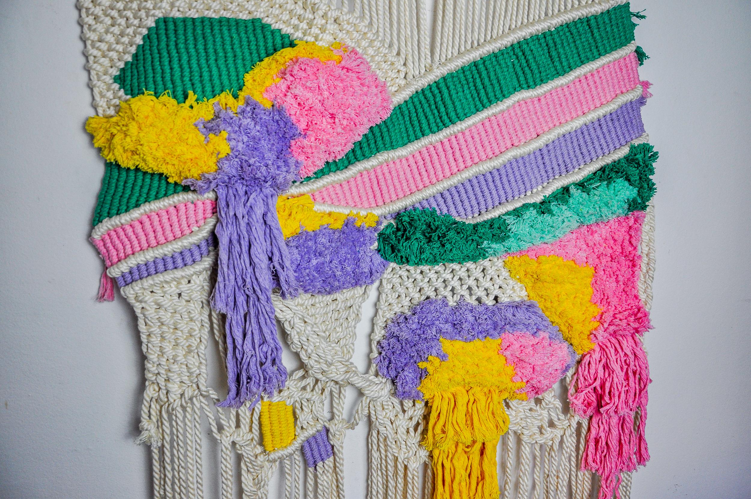 Wandbehang aus strukturiertem Macrame, Spanien, 1970er Jahre im Zustand „Gut“ im Angebot in BARCELONA, ES