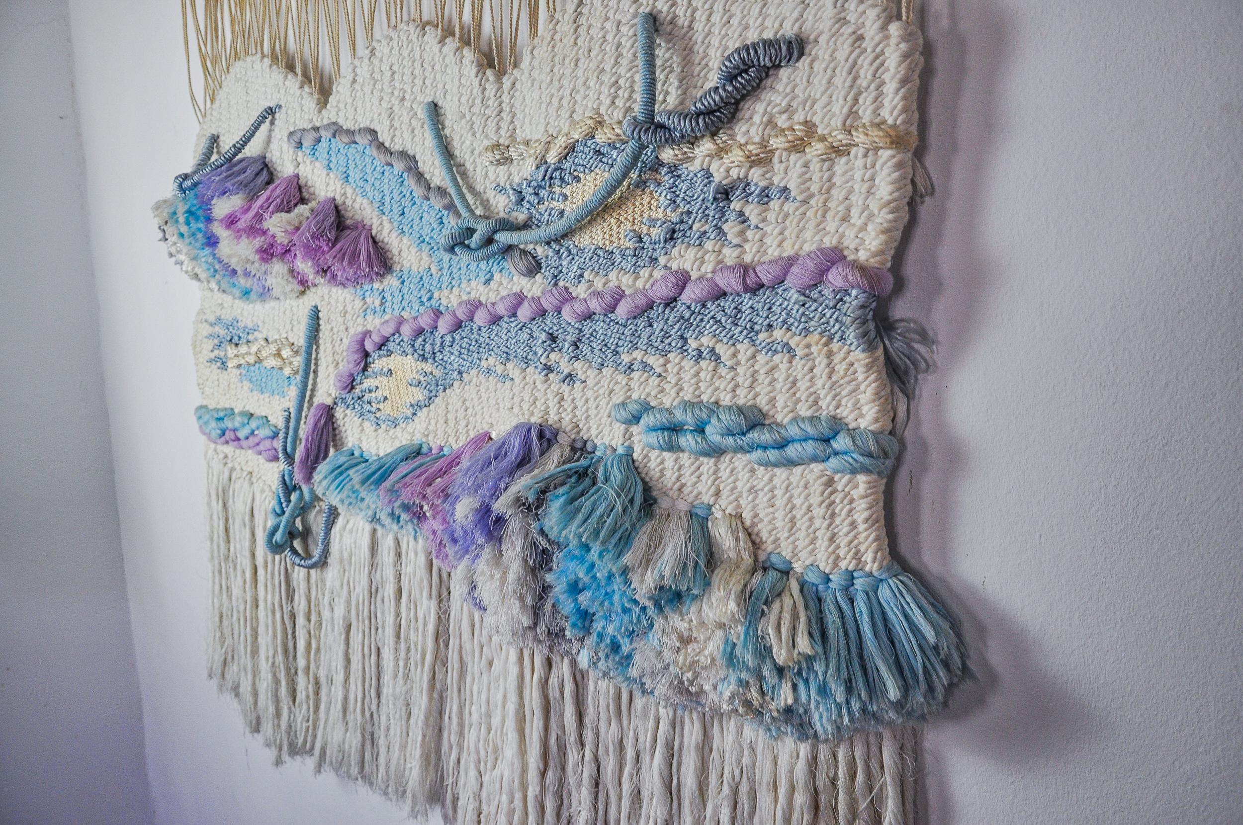Fin du 20e siècle Suspension murale en macramé texturé, Espagne, 1970 en vente