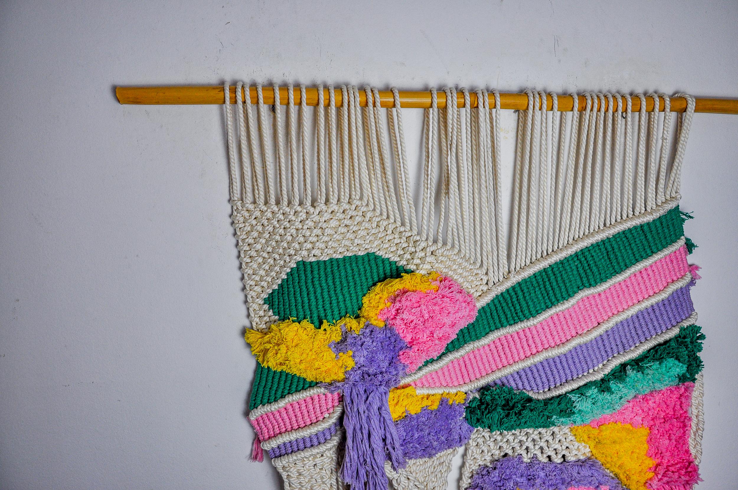 Wandbehang aus strukturiertem Macrame, Spanien, 1970er Jahre (Ende des 20. Jahrhunderts) im Angebot