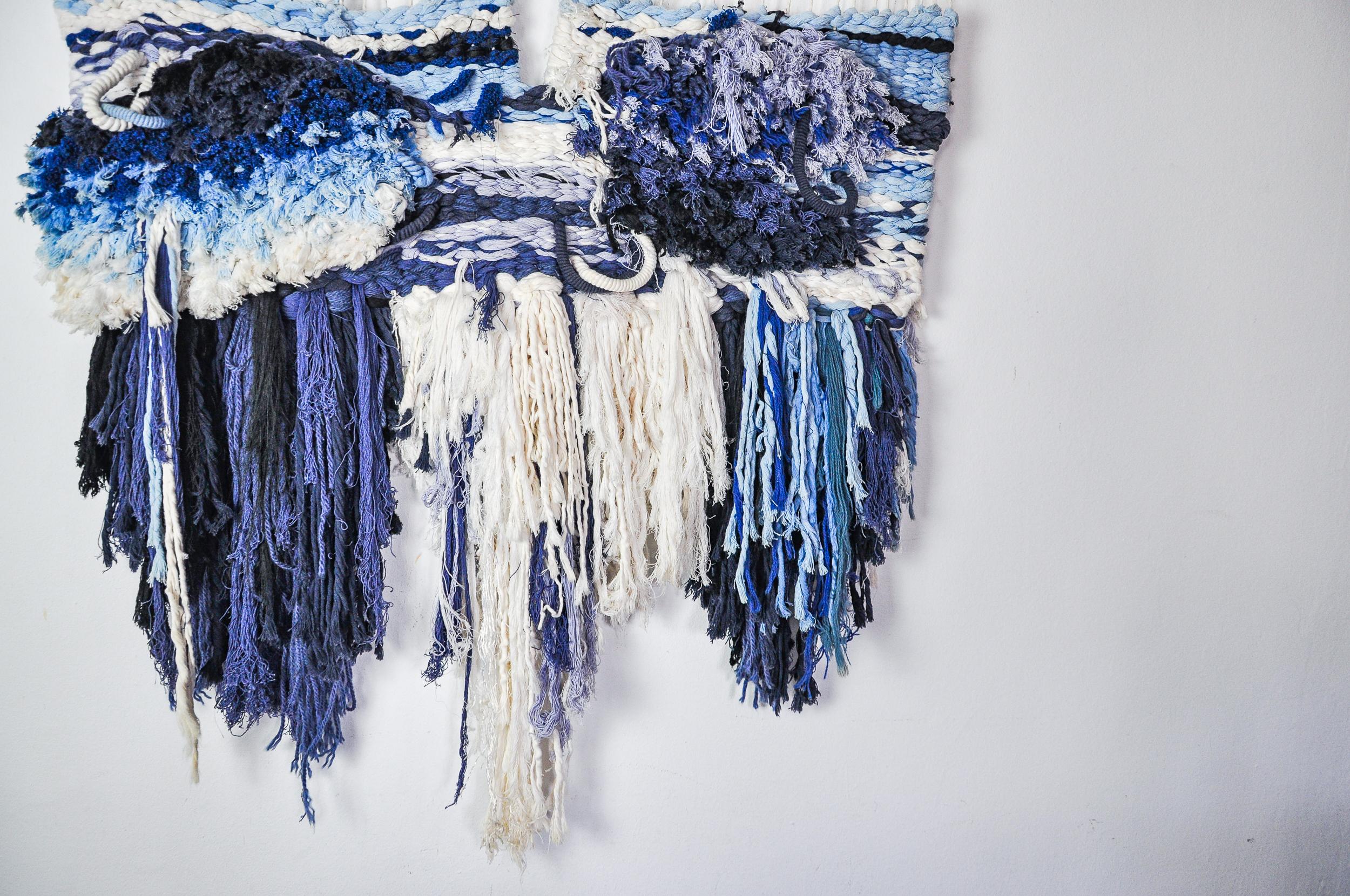 Wandbehang aus strukturiertem Macrame, Spanien, 1970er Jahre (Wolle) im Angebot