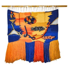 Colgante de pared de macramé texturizado, España, años 70