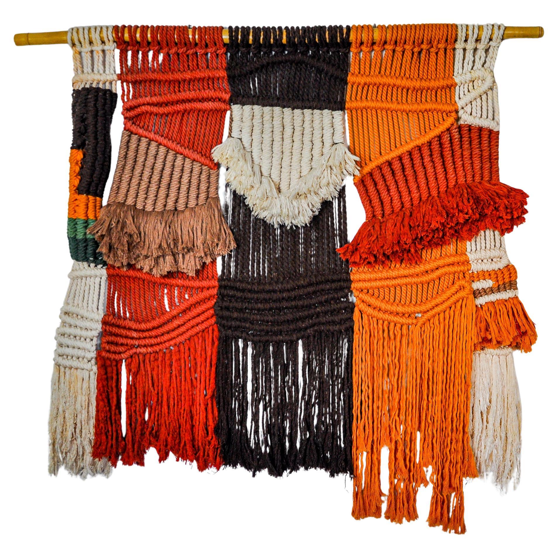Colgante de pared de macramé texturizado, España, años 70