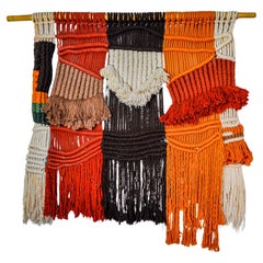 Textured macrame wall hanging, Spain, 1970s
