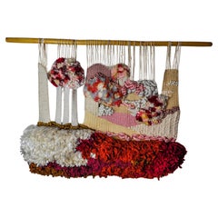 Textured macrame wall hanging, Spain, 1970s