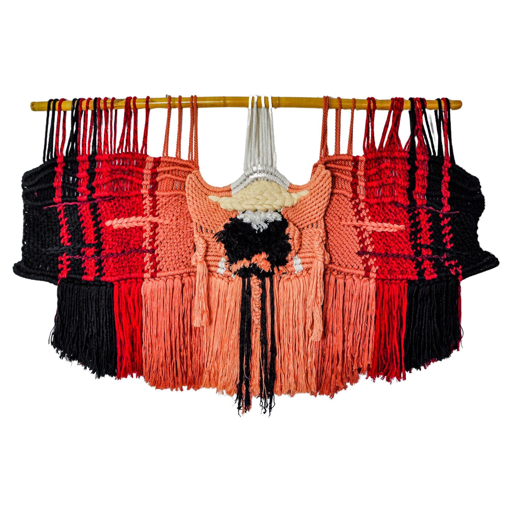 Colgante de pared de macramé texturizado, España, años 70