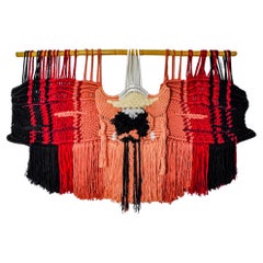 Colgante de pared de macramé texturizado, España, años 70