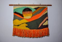 Textured Macrame Wall Tapestry, Catalan Sunset, Spain, 1970s