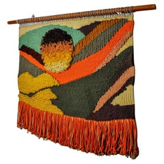 Textured Macrame Wall Tapestry, Catalan Sunset, Spain, 1970s