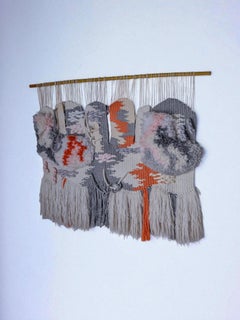 Textured macrame wall tapestry, folk art, Spain, 1970's
