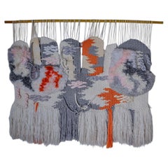 Textured macrame wall tapestry, folk art, Spain, 1970's