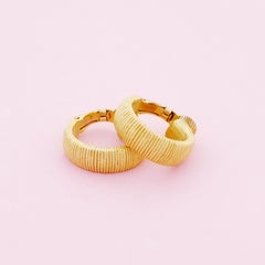 Textured Mini Gold Hoop Earrings By Crown Trifari, 1960s