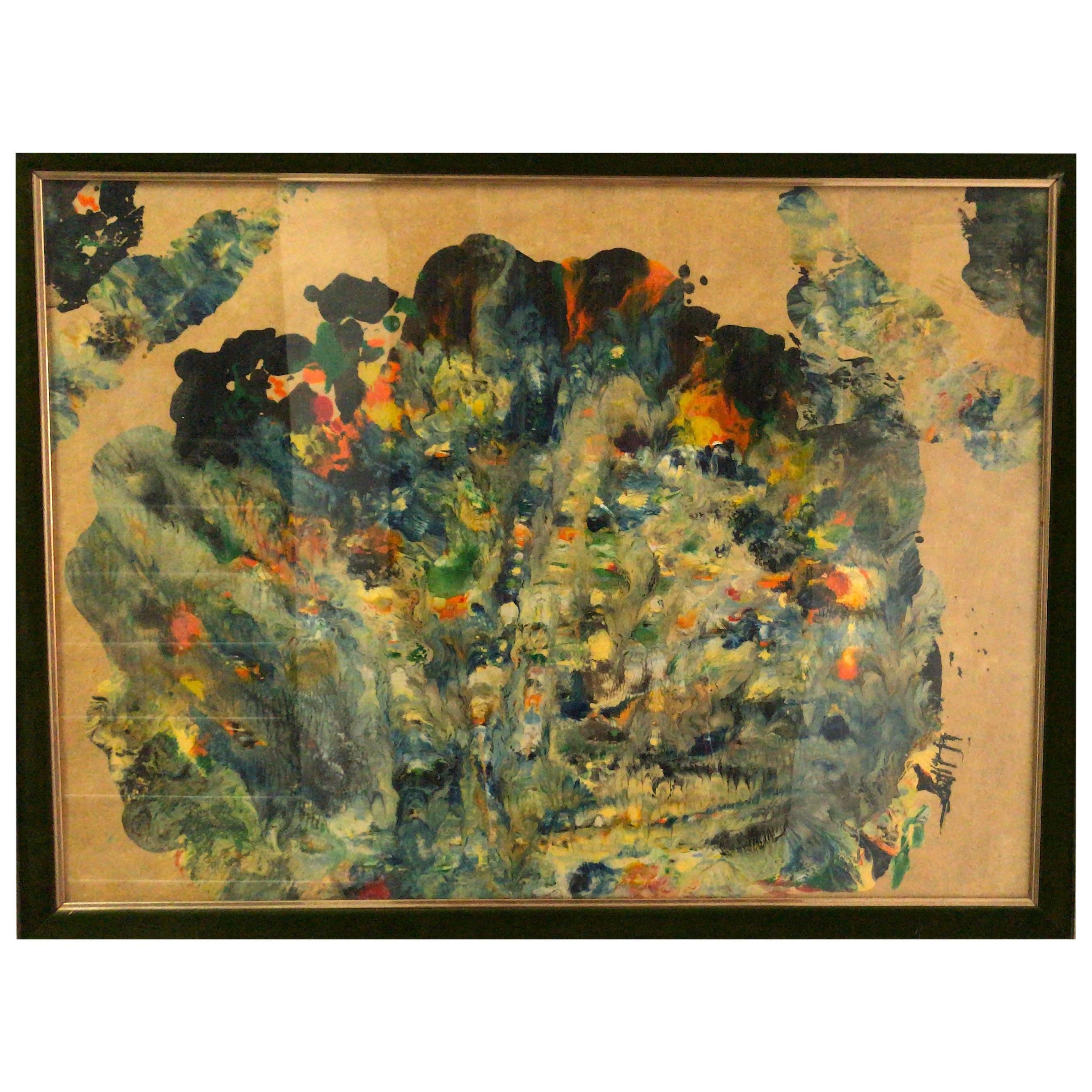 Textured Mixed-Media mid-century gouache sand Abstracted, 1960 For Sale