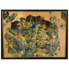 Textured Mixed-Media mid-century gouache sand Abstracted, 1960