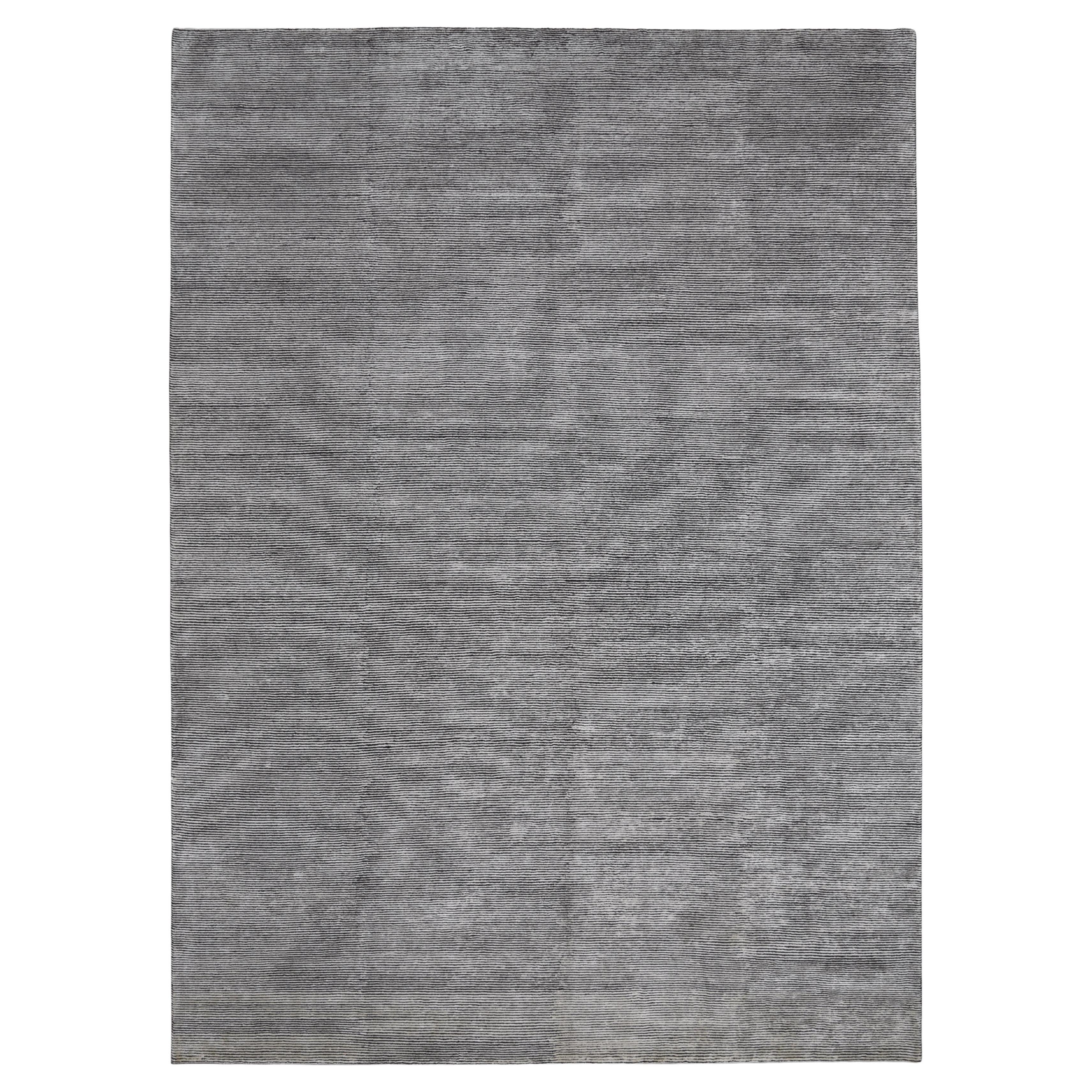 Textured Modern Charcoal Gray Ivory Rug 9'11''x13'9''