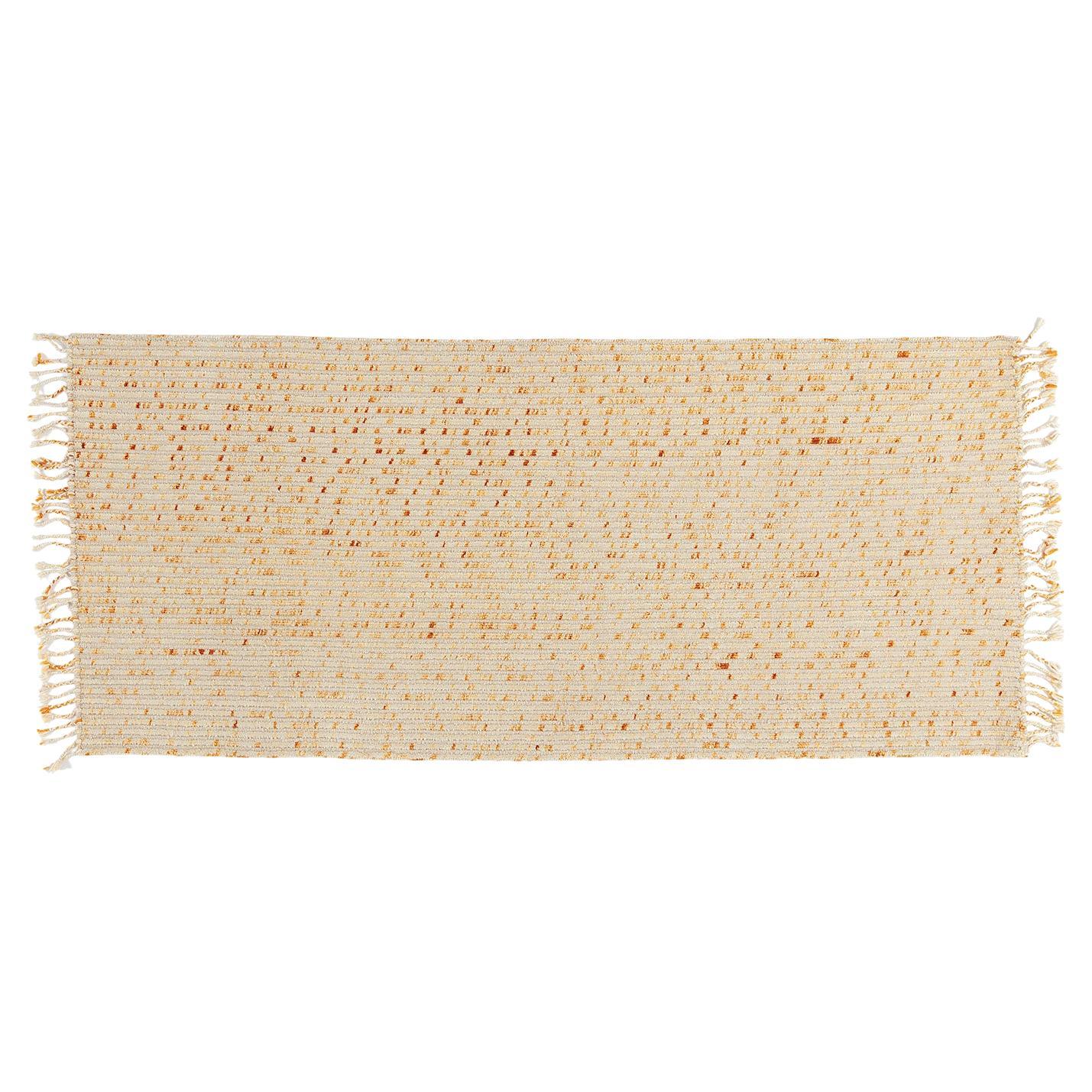 Gelber handgefertigter Teppich aus Himalaya-Wolle mit strukturierten, modernen Linien von Philippe Malouin im Angebot