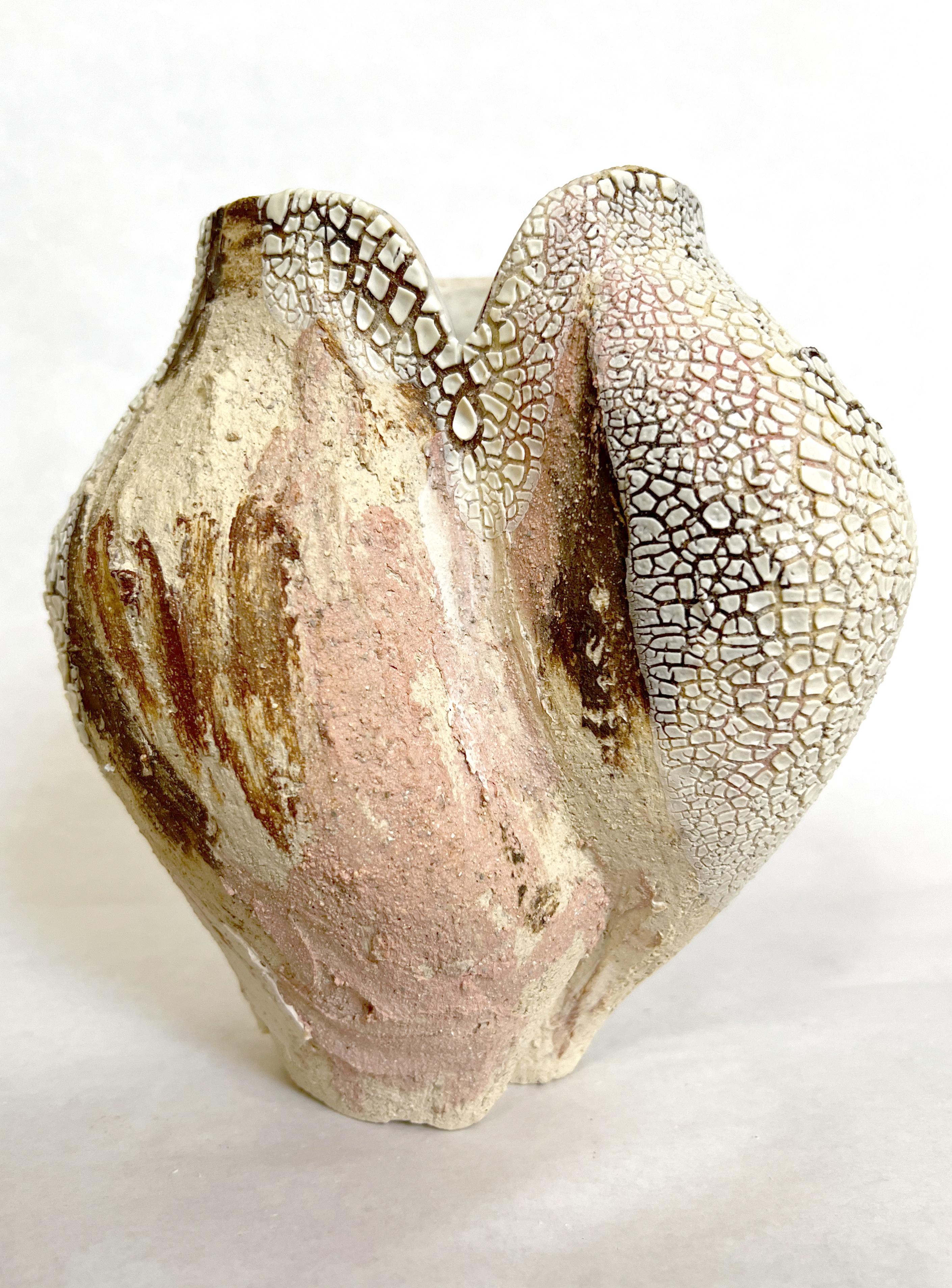 Textured Multi White Ceramic Vessel- Lost Quarry -Handcrafted Organic Modern For Sale 7