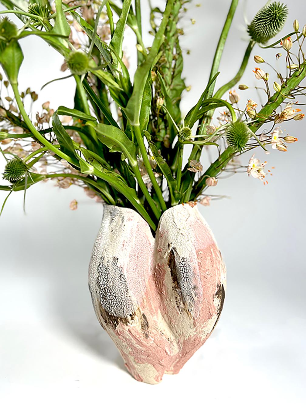 Organico moderno Vaso in ceramica bianca multipla testurizzata - Lost Quarry - Artigianato Organico Moderno