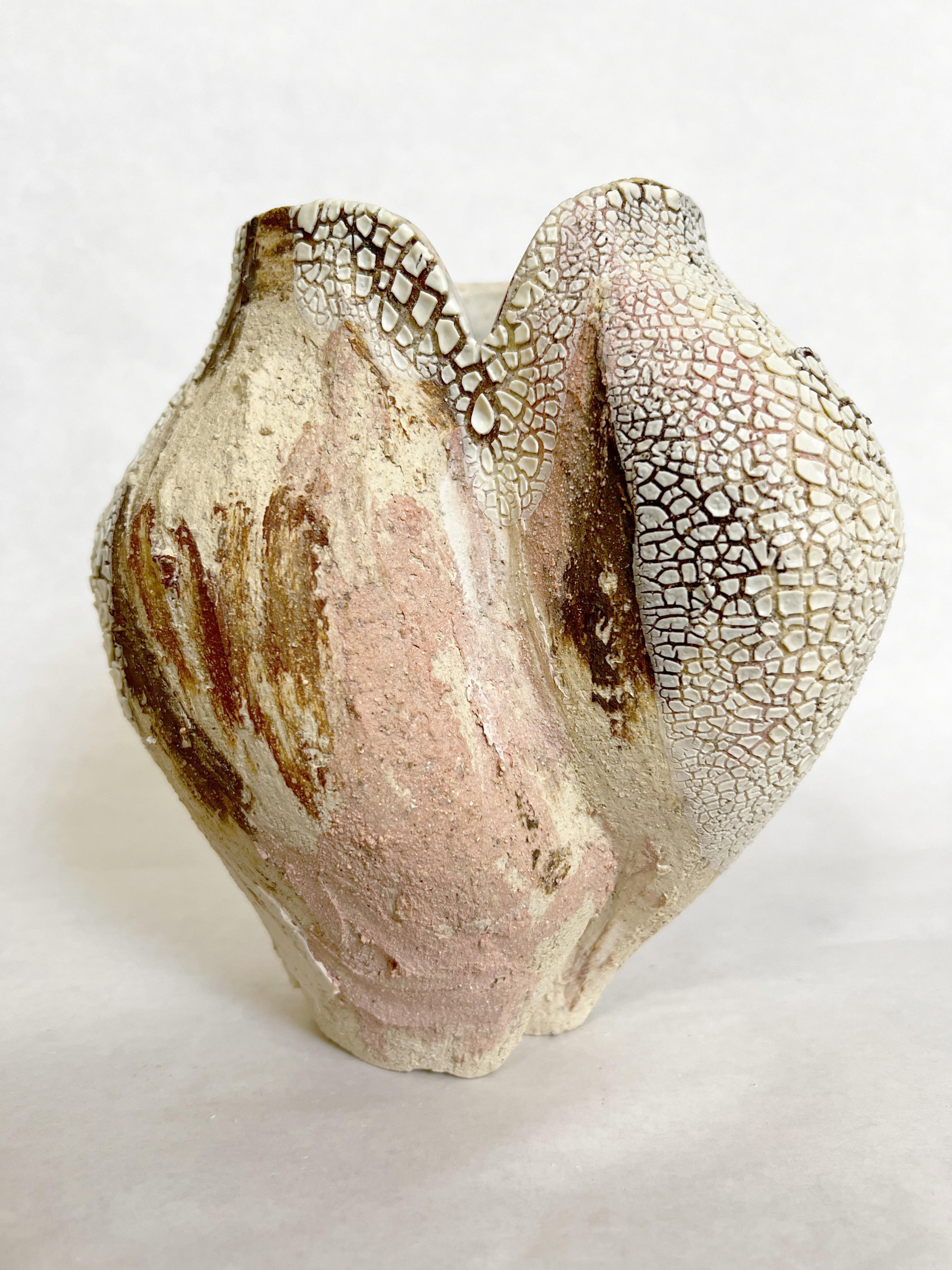 American Textured Multi White Ceramic Vessel- Lost Quarry -Handcrafted Organic Modern For Sale