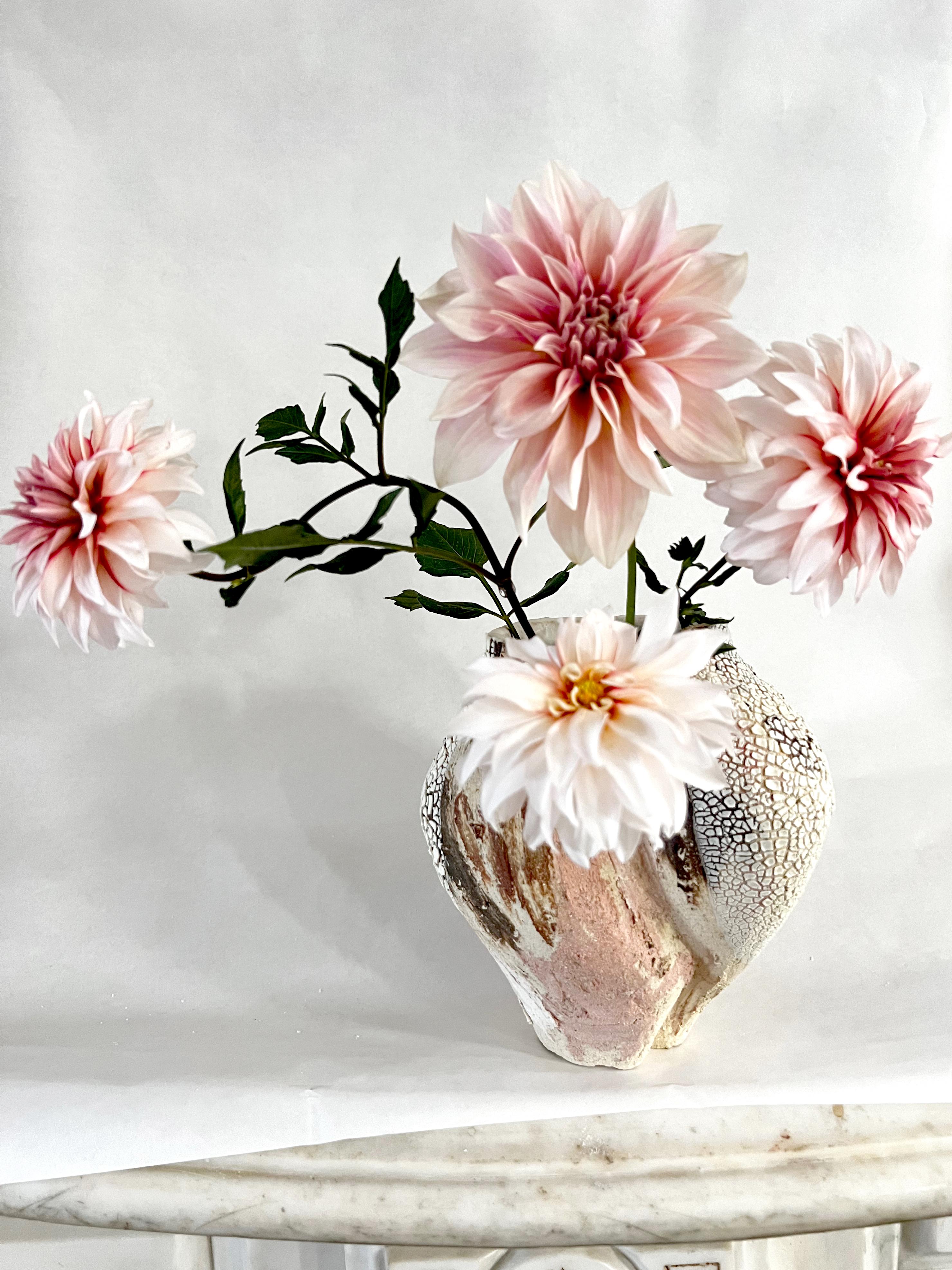 Textured Multi White Ceramic Vessel- Lost Quarry -Handcrafted Organic Modern For Sale 1