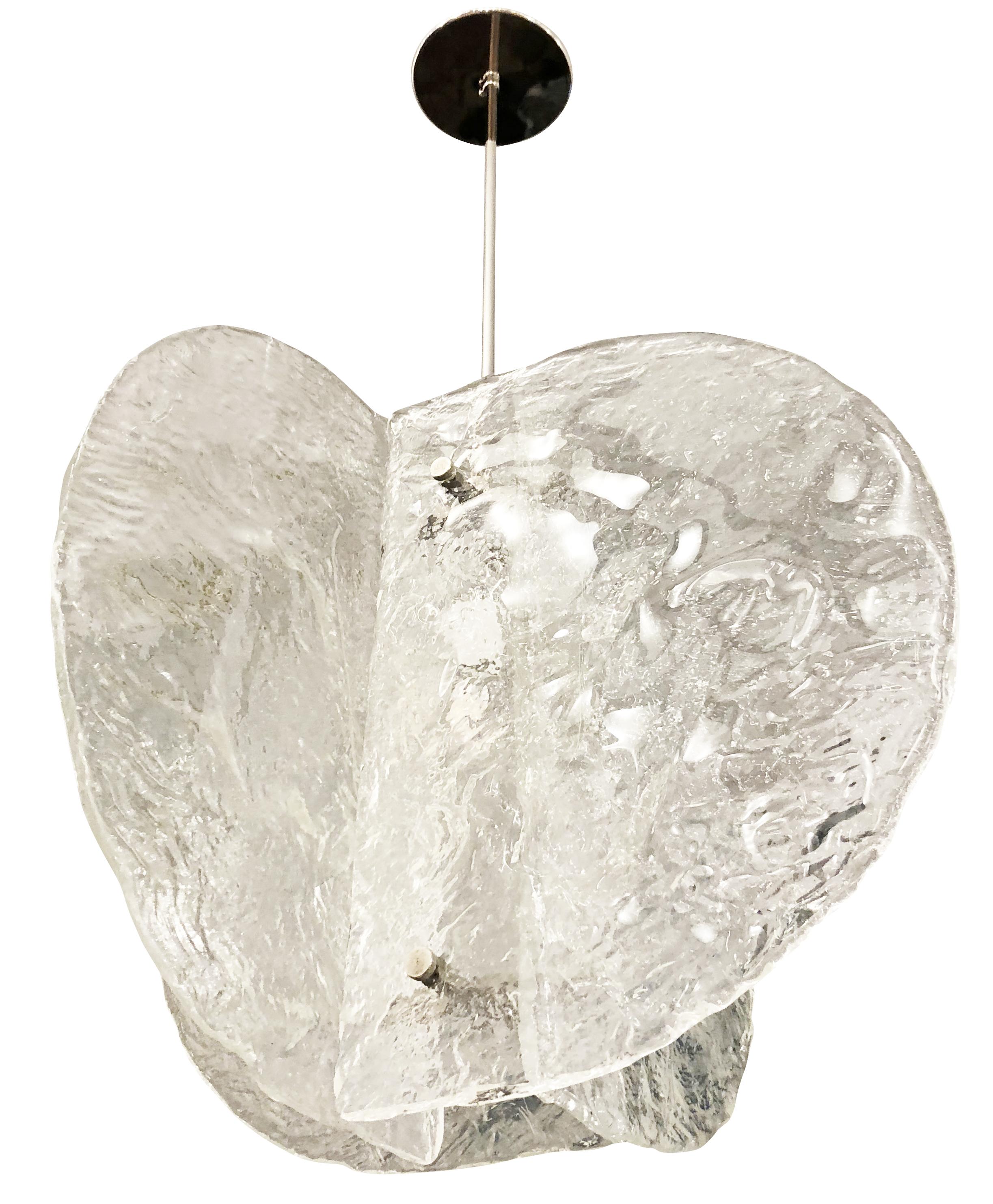 Mid-Century Modern Textured Murano Chandelier by Mazzega, Italy, 1960s