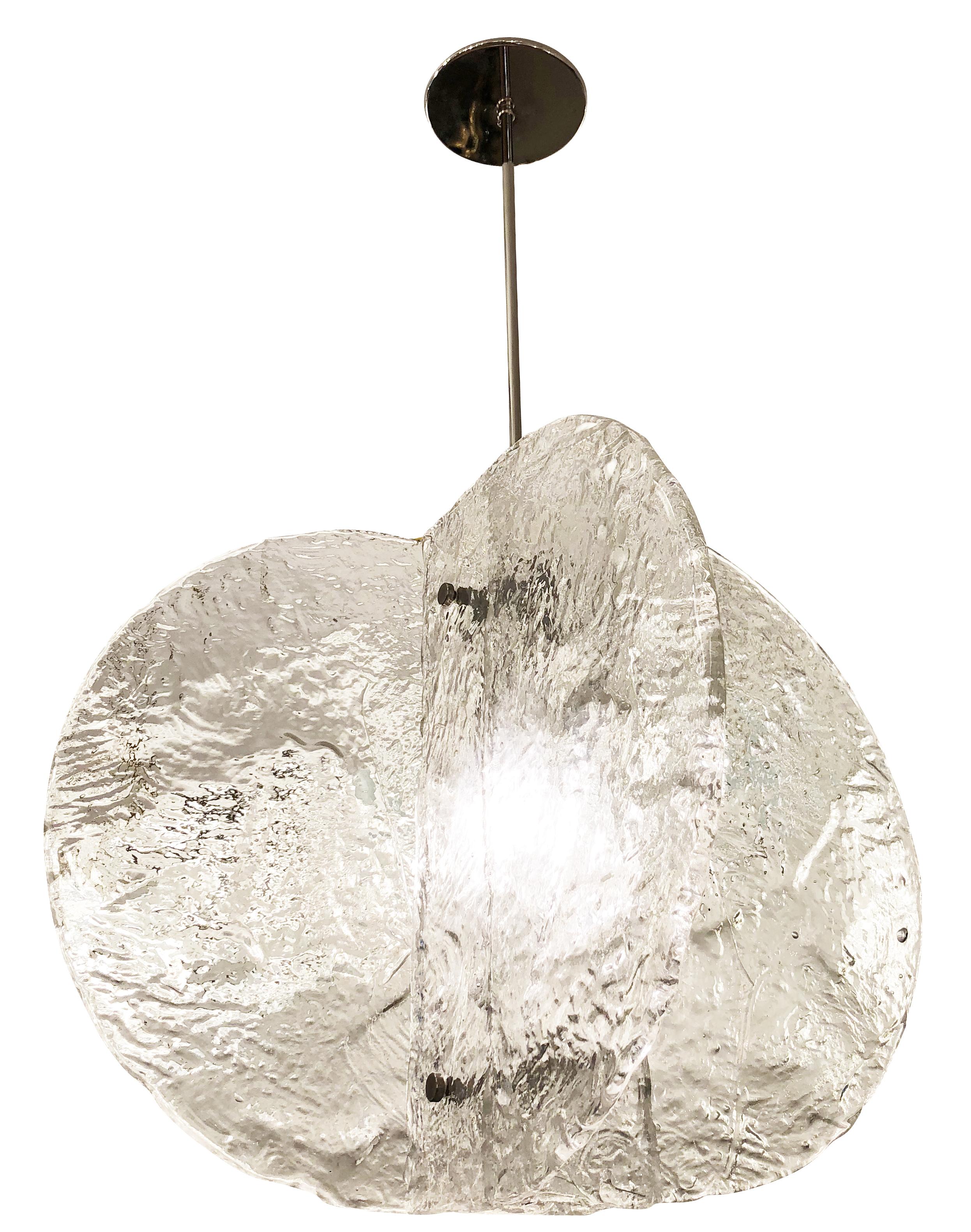 Textured Murano Chandelier by Mazzega, Italy, 1960s In Good Condition In New York, NY