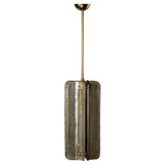 Textured Murano Glass and Brass Pendant in Smoked Colour