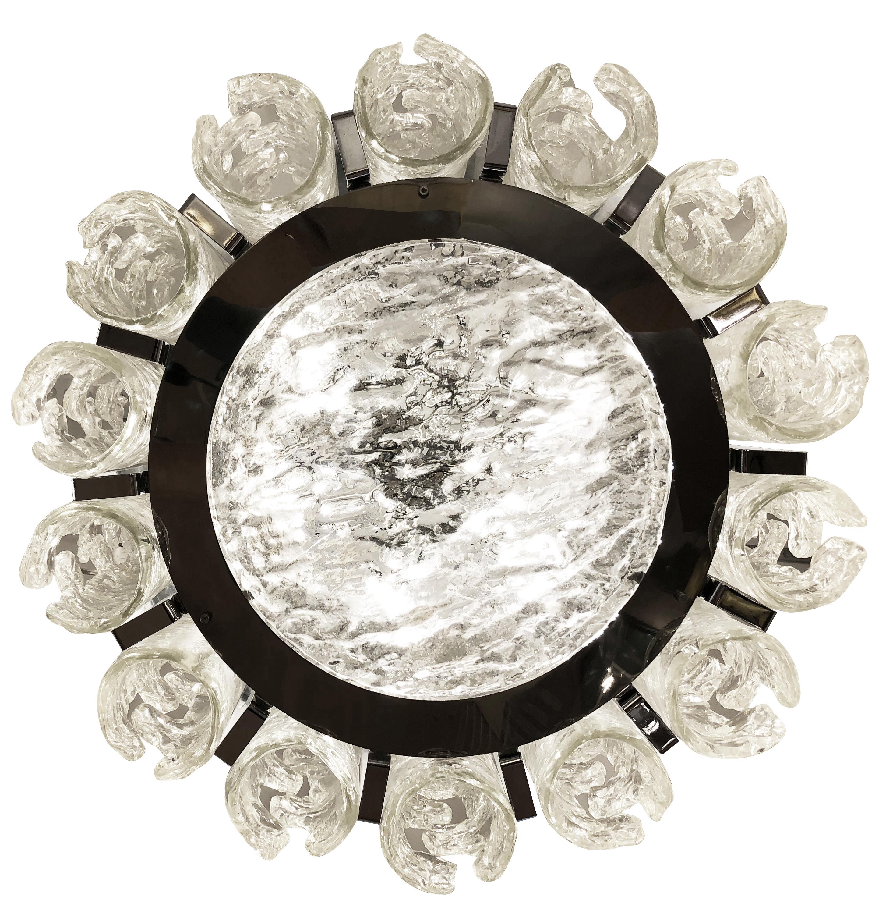 Mid-Century Modern Textured Murano Glass Chandelier