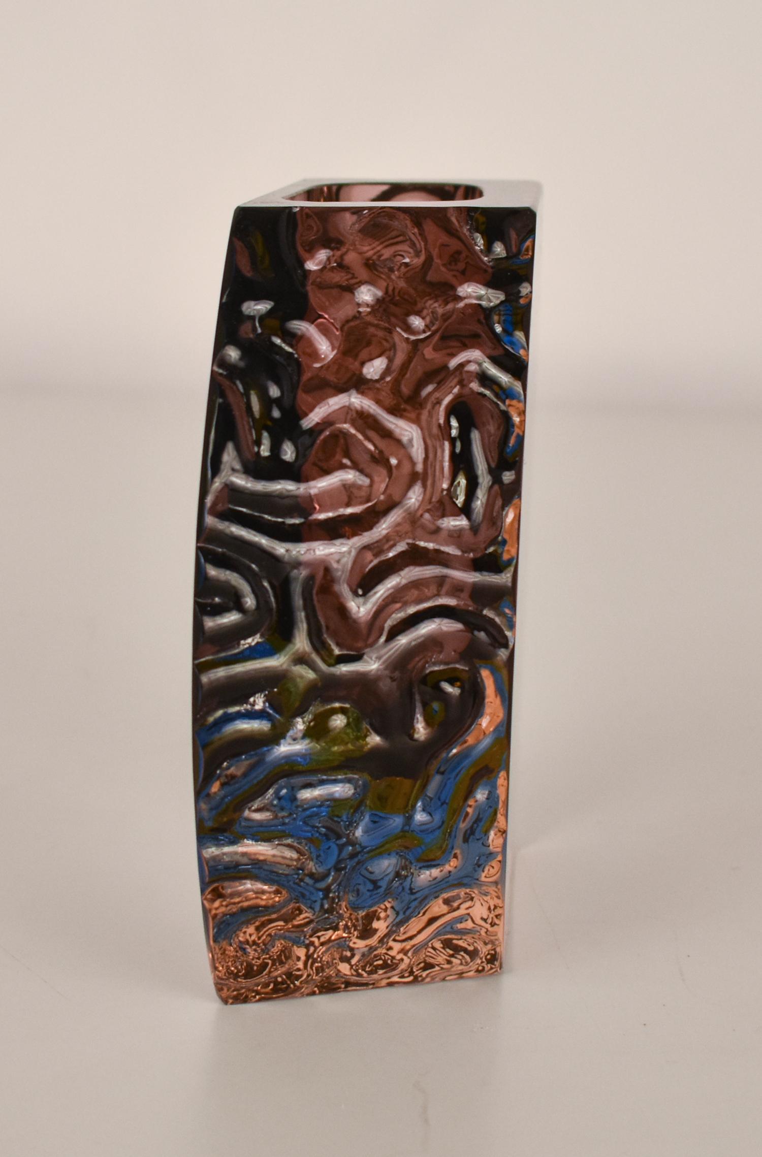 Textured Murano 'Sommerso' Lilac  Glass Vase Attributed to Mandruzzato In Good Condition For Sale In Barcelona, Cataluna