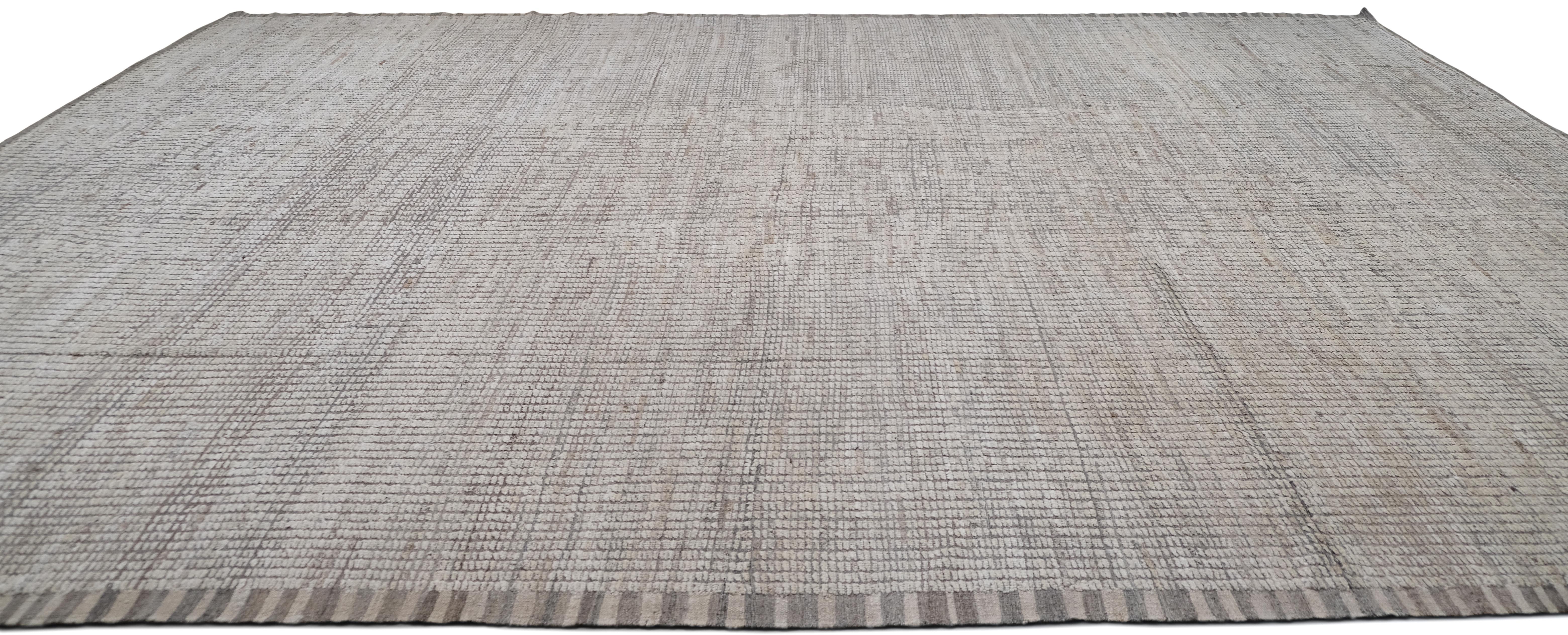 Texturierter marokkanischer Teppich aus natürlicher Wolle im Used-Look 13'9''x18'6'' (Skandinavische Moderne) im Angebot
