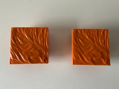 Paire d'appliques murales en plexiglas texturé orange, signées Uwe Mersch Design, Allemagne, années 1970