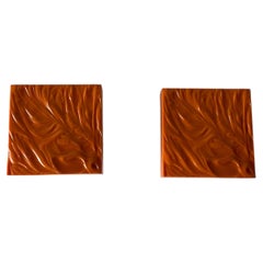 Paire d'appliques murales en plexiglas texturé orange, signées Uwe Mersch Design, Allemagne, années 1970