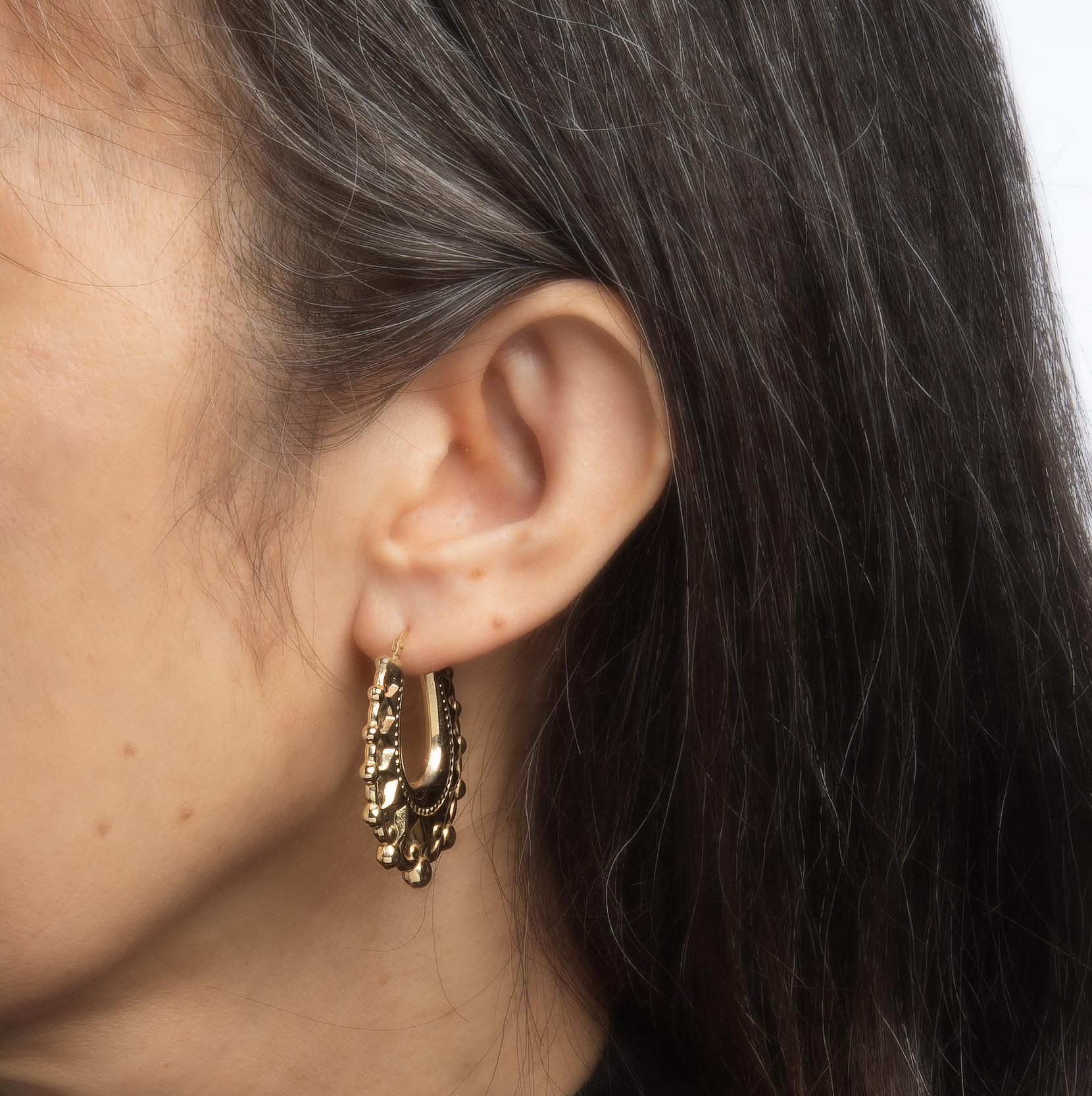 14k yellow gold dangle earrings vintage gold beads earrings