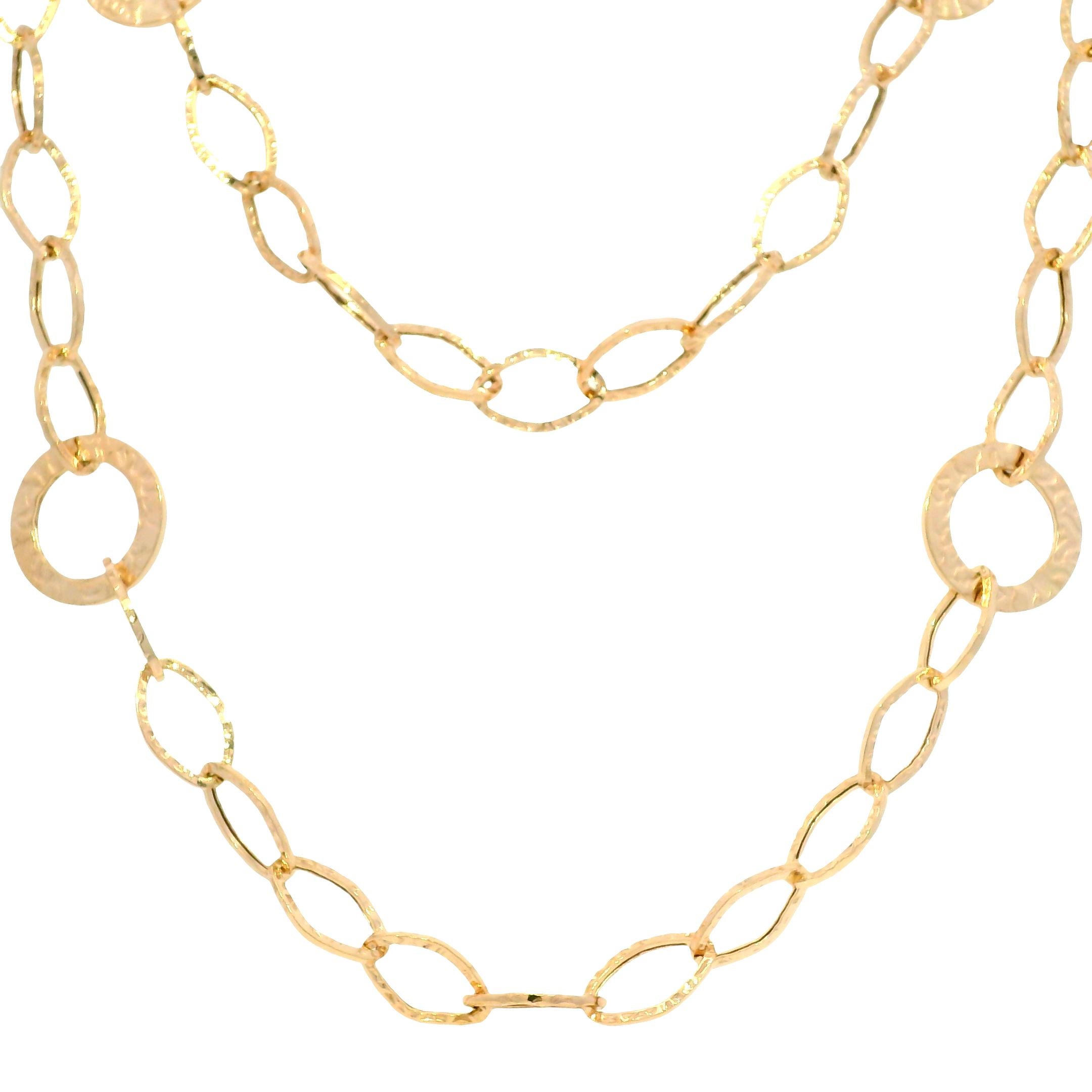 14k Rose Gold texturierte Link Extra-Long 35