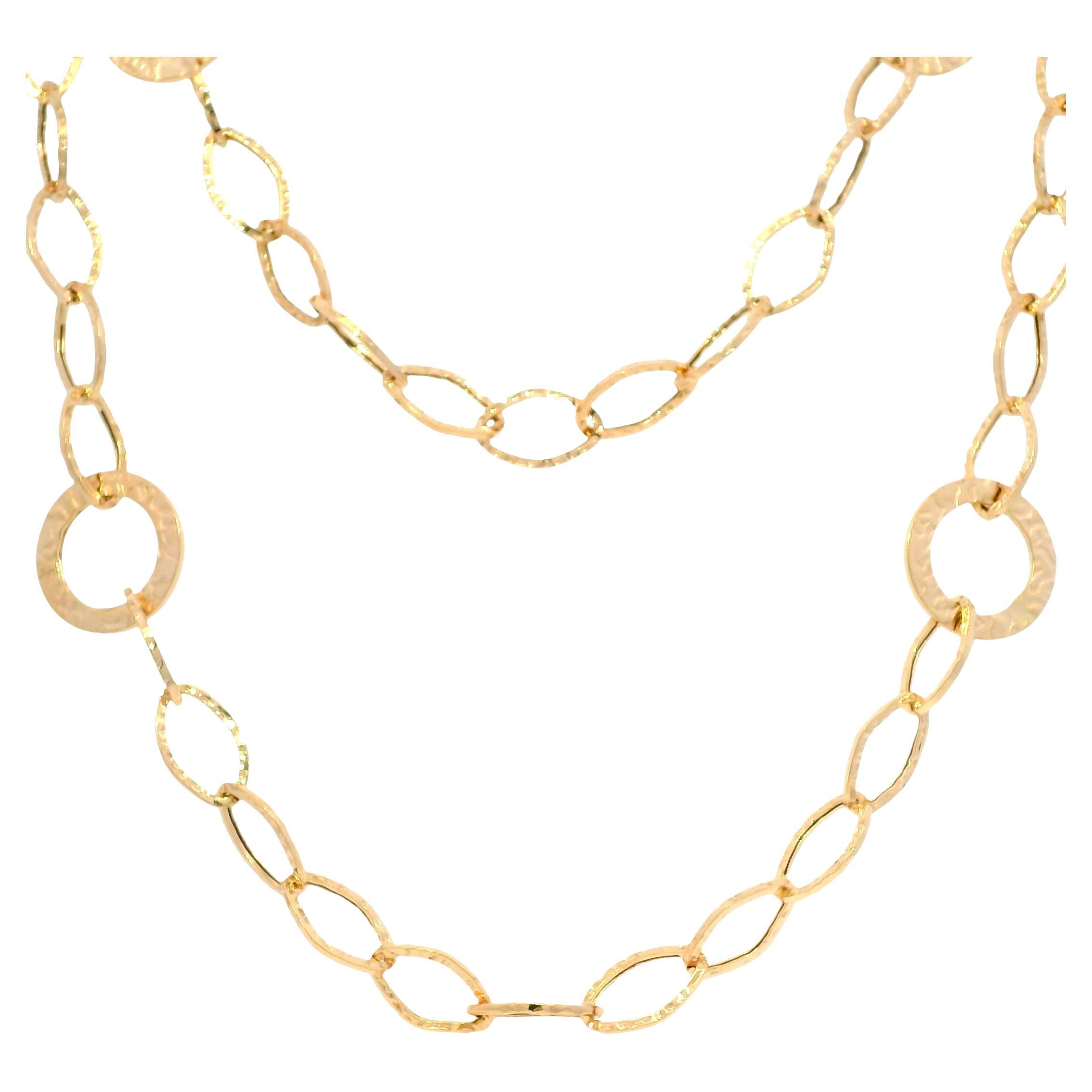 Textured Oval Link Extra-Long 35" 14-Karat Station Halskette Auf Lager im Angebot