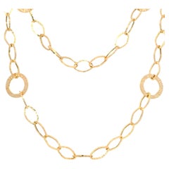 Textured Oval Link Extra-Long 35" 14-Karat Station Halskette Auf Lager