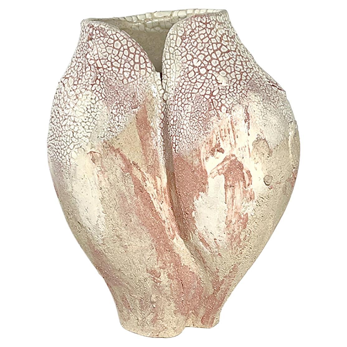 Vaso in ceramica rosa multi strutturato - Lost Quarry - Artigianato organico moderno