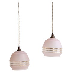 Textured Pink Pendants with Gold Bands