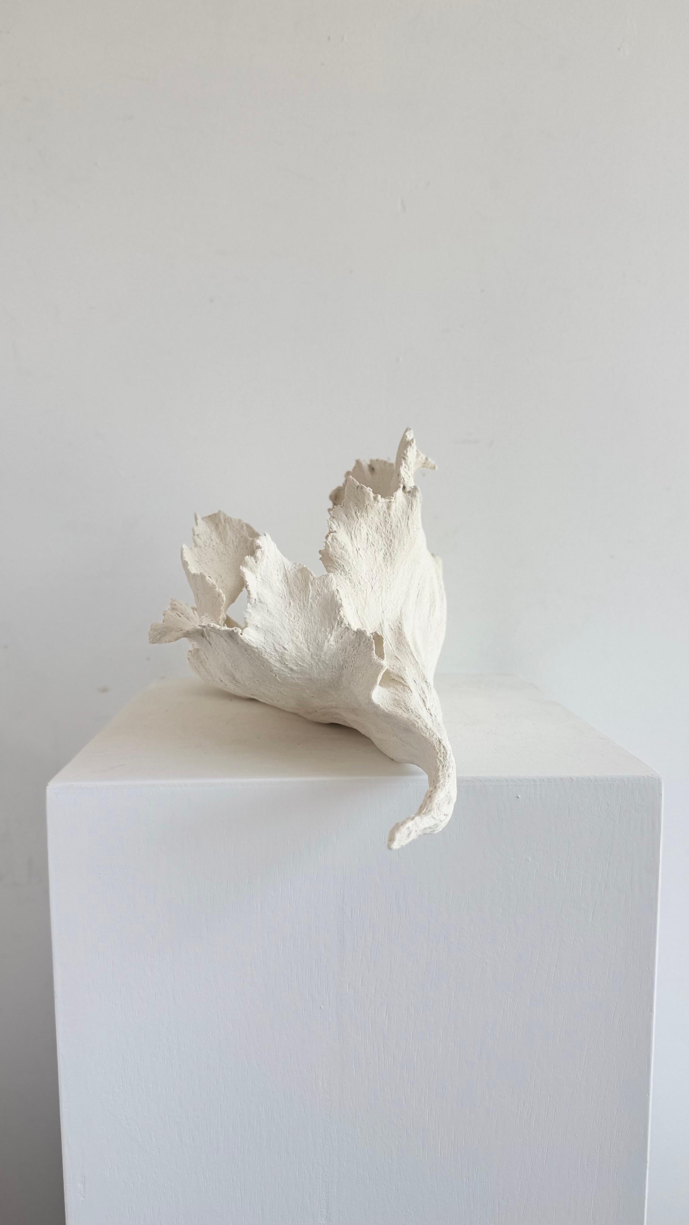 Modern Textured Porcelain Sculpture Leaf- Mabel For Sale