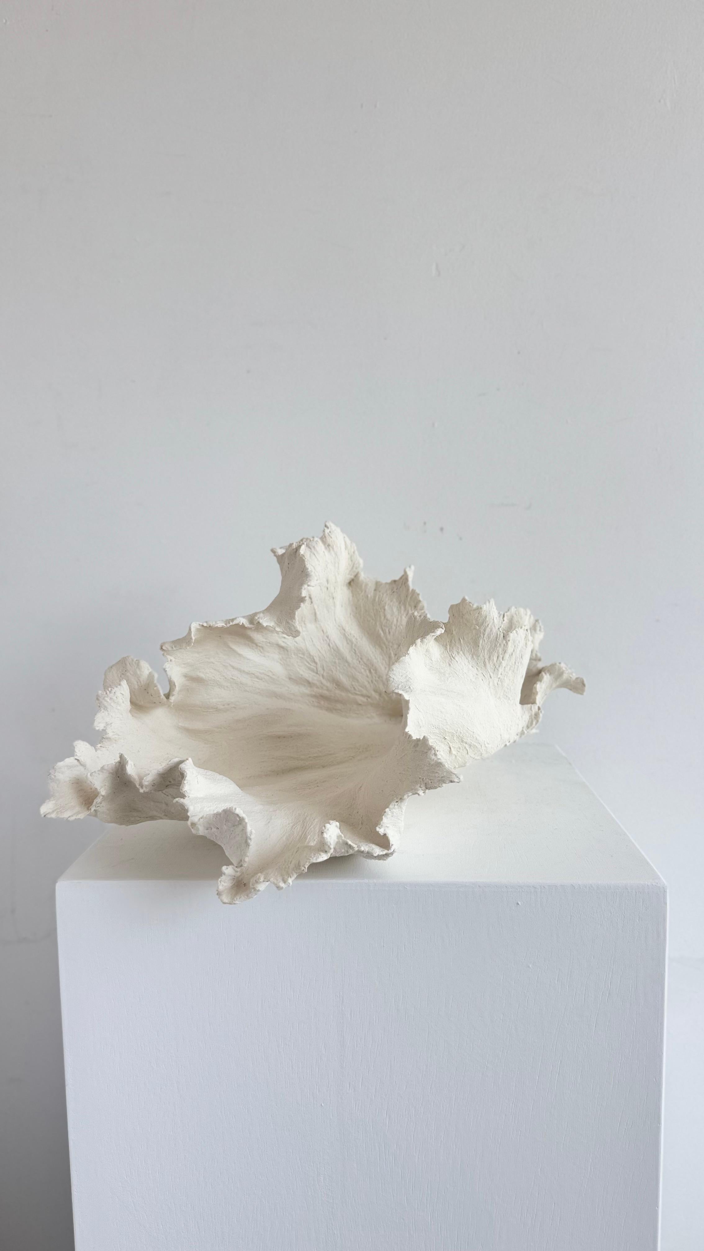 Contemporary Textured Porcelain Sculpture Leaf- Mabel For Sale
