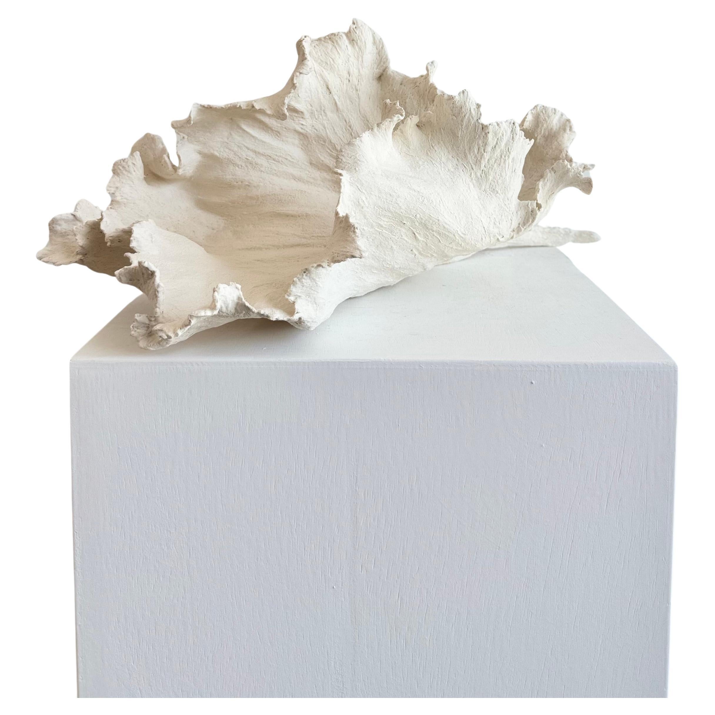 Textured Porcelain Sculpture Leaf- Mabel For Sale