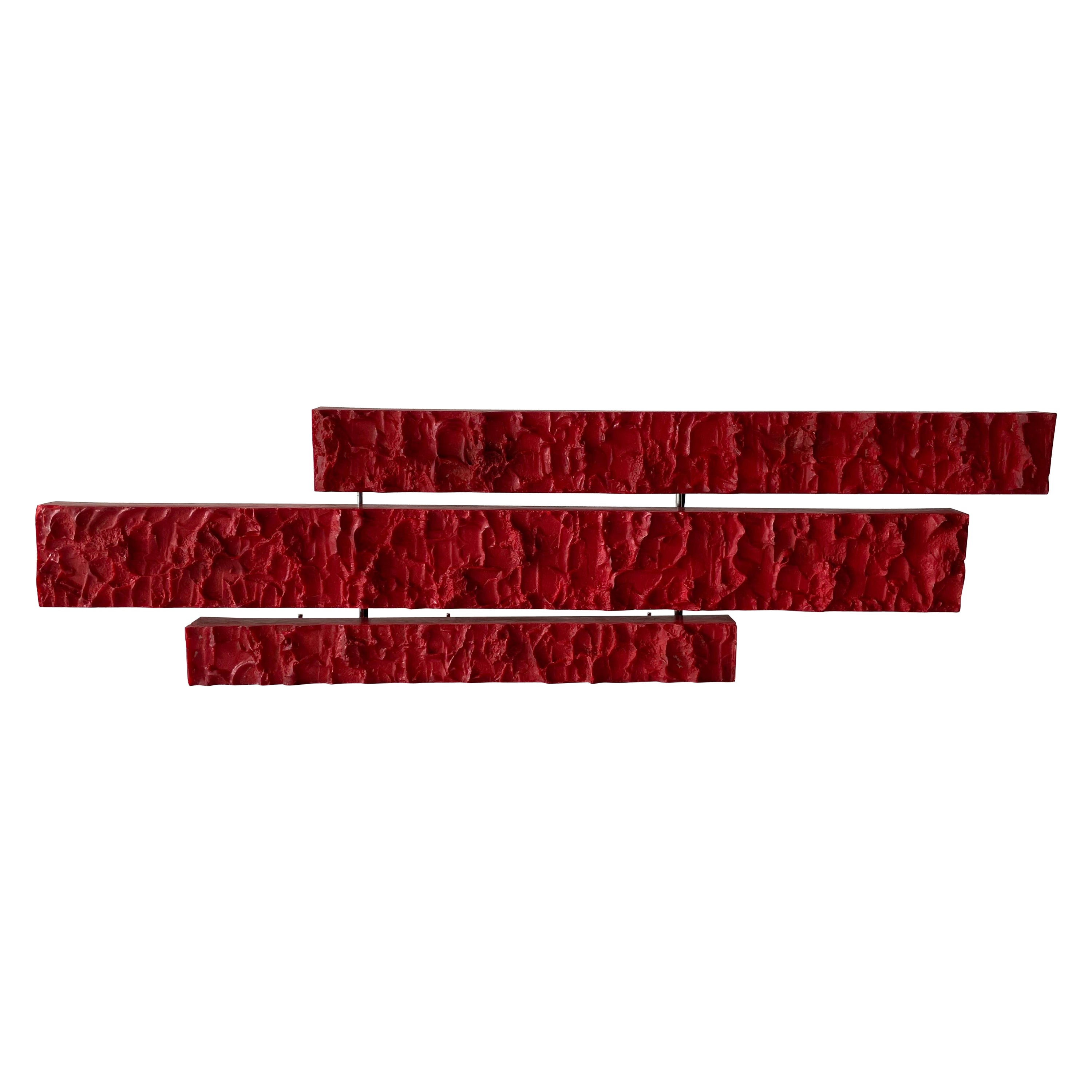 Lámpara de pared grande de plástico rojo texturizado de Uwe Mersch Design, Alemania, años 70 en venta