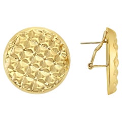 Boucles d'oreilles Omega en or jaune 14k à pince, rondes et texturées