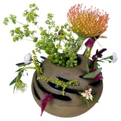 Textured Round ceramic Vase, Jupiter Vase by Lauren Klenow, flower vessel