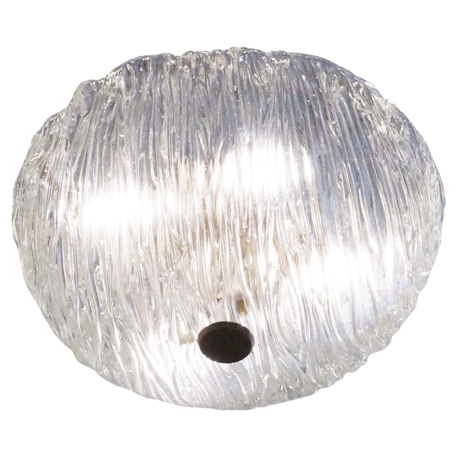 Textured Round Murano Glass Flushmount by Toni Zuccheri for Venini For Sale
