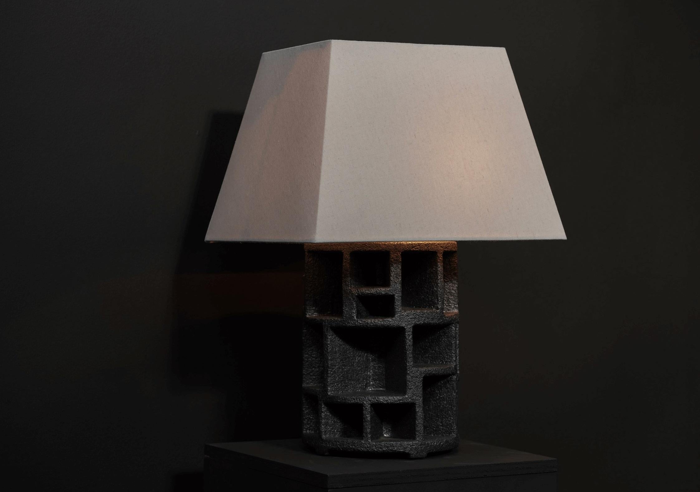 Materials: Ceramic
Origin: California
Dimensions: 7” Diameter Base X OAH 19”, Shade 13” X 10.75” X 9”
Quantity: 1 available
Type: Table Lamp 

At STUDIO BALESTRA, we take pride in offering uniquely handmade ceramic lighting, meticulously crafted by