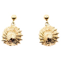 Textured Shell Drop Earrings in 14k Yellow Gold